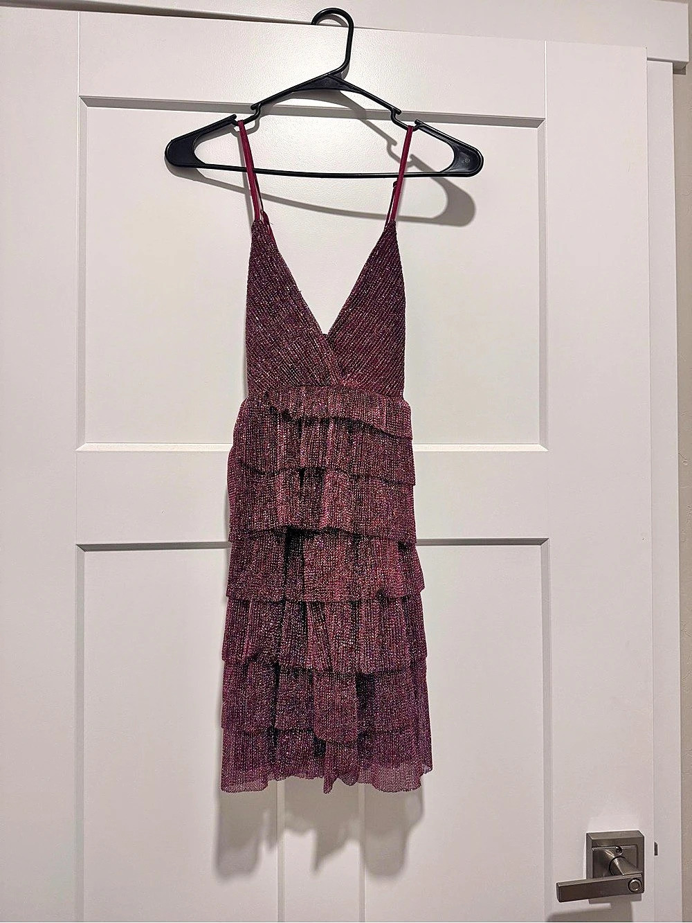 Burgundy Ruffle Mini Dress